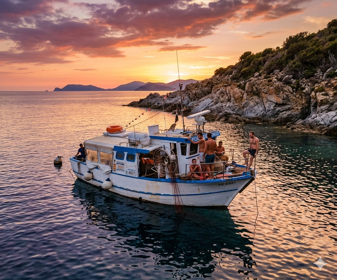 Tramonto in mare all'Isola d'Elba
